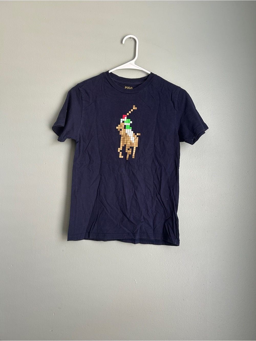 Polo by Ralph Lauren Navy Pixel Pony Tee with Multi-Color Accent